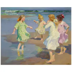 Edward Henry Potthast, Children at Play, Brighton Beach, oil on canvas