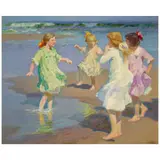 Edward Henry Potthast, Children at Play, Brighton Beach, oil on canvas