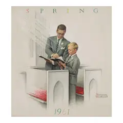 Father and Boy: Church by Norman Rockwell, 1961, oil on canvas, sold Apr 2026