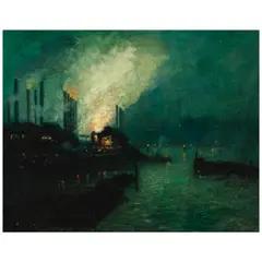 Aaron Harry Gorson, Pittsburgh Steel Mills at Night, oil on canvas