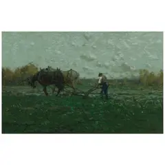 The Plowman by J. Alden Weir, oil on canvas, sold Apr 2026