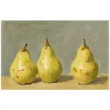 Robert Kulicke, Three Pears on Gray Background, oil on board