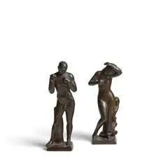 Paul Manship, Adam and Eve (Studies), 1922, bronze with brown patina, each