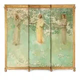 Thomas Dewing, Figures with Blossoms, 1900, oil on canvas laid down on panel, each
