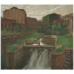 Francis Speight, Venice Island: Old Mills and Lock, circa 1951, oil on canvas