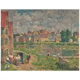 Robert Spencer, A River Town, circa 1920, oil on canvas