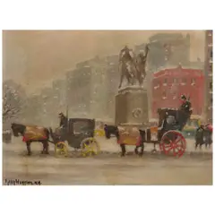 Guy Carleton Wiggins, An Old Fashion Winter, New York, 1959, oil on canvasboard