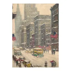 Guy Carleton Wiggins, 5th Ave, Midtown, Winter, circa 1940, oil on canvasboard