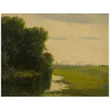 Sanford Robinson Gifford, A Glimpse of Hudson, NY, circa 1852, oil on paper laid down on canvas