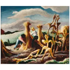 Thomas Hart Benton, Shocking Corn, circa 1945, oil on board