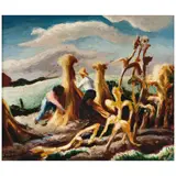 Thomas Hart Benton, Shocking Corn, circa 1945, oil on board