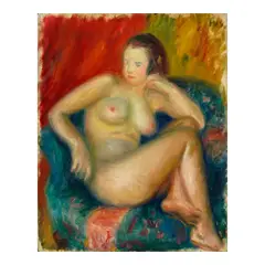 William James Glackens, Nude in Blue Chair, oil on canvas