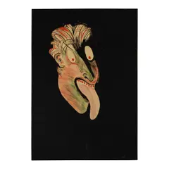 Calvin Marcus, Me with Tongue, 2015, oil stick, cel-vinyl, liquid watercolor, and emulsified gesso on linen/canvas blend