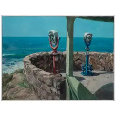 Laguna Beach Viewpoint and Telescopes by Roger Edward Kuntz, circa 1970, oil on canvas, sold Mar 2026