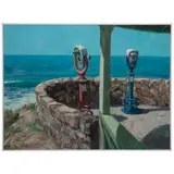 Roger Edward Kuntz, Laguna Beach Viewpoint and Telescopes, circa 1970, oil on canvas