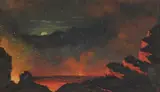 Ogura Yonesuke Itoh, Halemaʻumaʻu, Kīlauea Caldera, oil on canvas laid to board