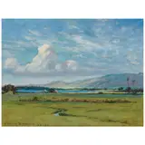 D. Howard Hitchcock, Pearl Harbor and Waianae Mountains, 1910, oil on board