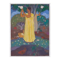 Arman Manookian, Gathering Flowers, circa 1929, gouache on illustration board