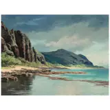 Lloyd Sexton, Jr., Near Mākaha Caves, Kaʻena Point, Looking Towards Mākaha, oil on canvas