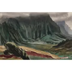 Ben, From the Pali Road, circa 1937, watercolor on paper