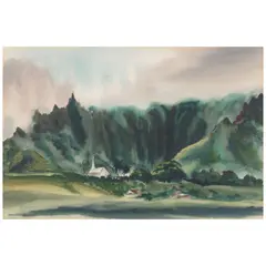 View of the Koʻolau Mountains, Windward, Oʻahu by Ben, 1937, watercolor and pencil on paper, offered Aug 2025