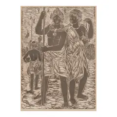 Juliette May Fraser, A Group of 4 Linocuts, n.d., Four linocuts on japon paper, each signed in pencil, indecipherably titled and annotated