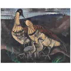Margaret Fleming Waldron, Nēnē Geese at Pohakuloa, Hawaiʻi, 1957, oil on canvas