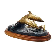 Edward Malcolm, Maquette for Nai'a Kauhulu (Gathering of Dolphins), polished bronze and bronze with green patina