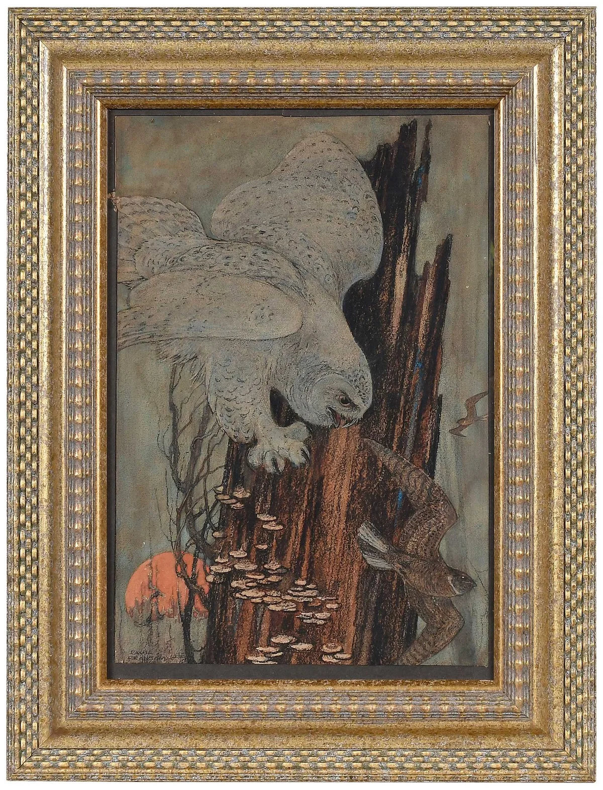 Paul Bransom, Owl on the Hunt, watercolor and charcoal on paper