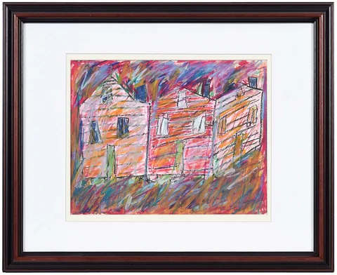 Beverly Buchanan, Inner City Shacks, 1990, oil pastel on paper