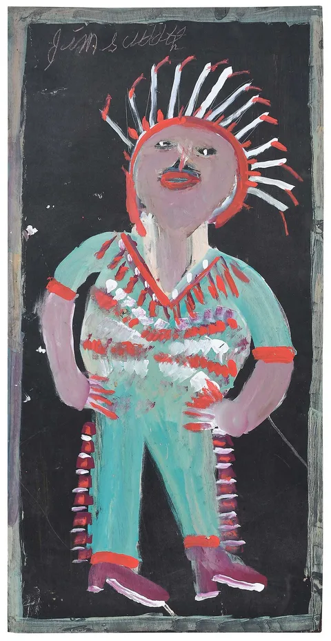 Jimmy Lee Sudduth, Native American/Indian, paint on board