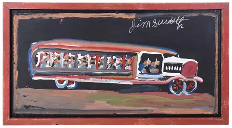 Jimmy Lee Sudduth, Bus, mud and paint on board