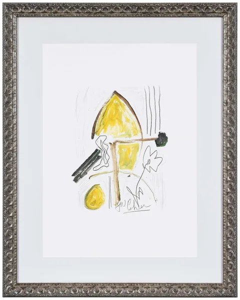 Jerry Coker, Yellow and Green Abstract, acrylic and pencil on paper