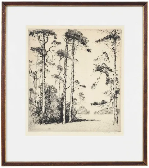 Alfred Heber Hutty, Southern Pines, etching on paper