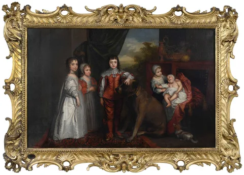 Anthony van Dyck, The Five Children of Charles I (1600-1649) and Henrietta Maria de Bourbon (1609-1669) with a mastiff and spaniel: Charles (1630-1685), Mary (1631-1660), James (1633-1685), Anne (1637-1640) and Henrietta (1644-1670), 1637, oil on canvas