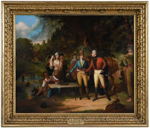 John White, General Marion Inviting a British Officer to Share His Meal, oil on canvas