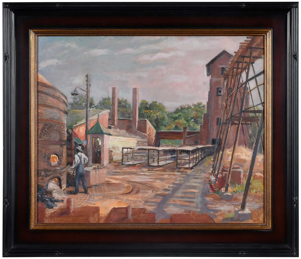 South Carolina Brick Yard 1959 by John Thomason, oil on board, sold Sep 2025