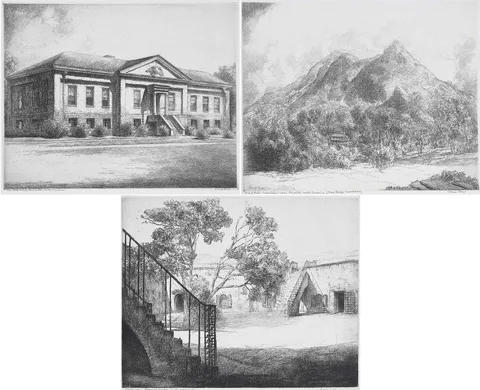 Louis Orr, Three North Carolina Etchings, etching on paper
