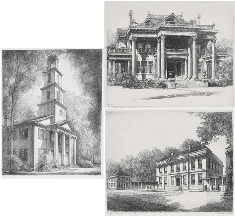 Louis Orr, Three North Carolina Etchings, etching on paper