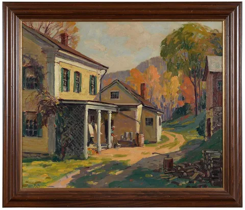 Leo B. Blake, New England Homestead, oil on canvasboard