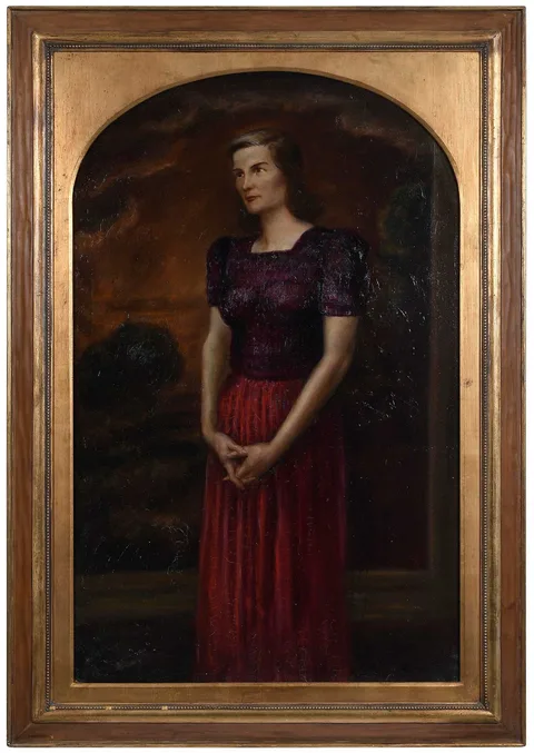 John Steuart Curry, Portrait of Kathleen Curry, the Artist's Wife, 1938, oil on shaped canvas