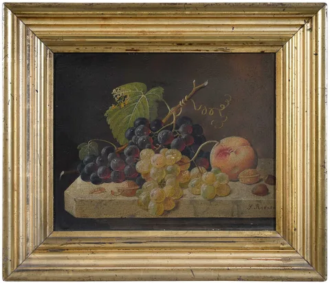 Severin Roesen, Still life with Grapes, oil on panel