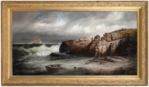 Harrison Bird Brown, Ships in Casco Bay, oil on canvas