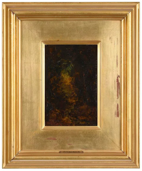 Ralph Albert Blakelock, Forest Interior, oil on board