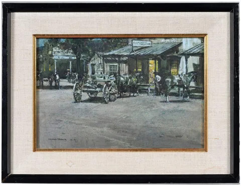 Donald Teague, Western Night Scene, watercolor on paper