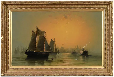 Andrew Melrose, Morning in New York Harbor, oil on canvas