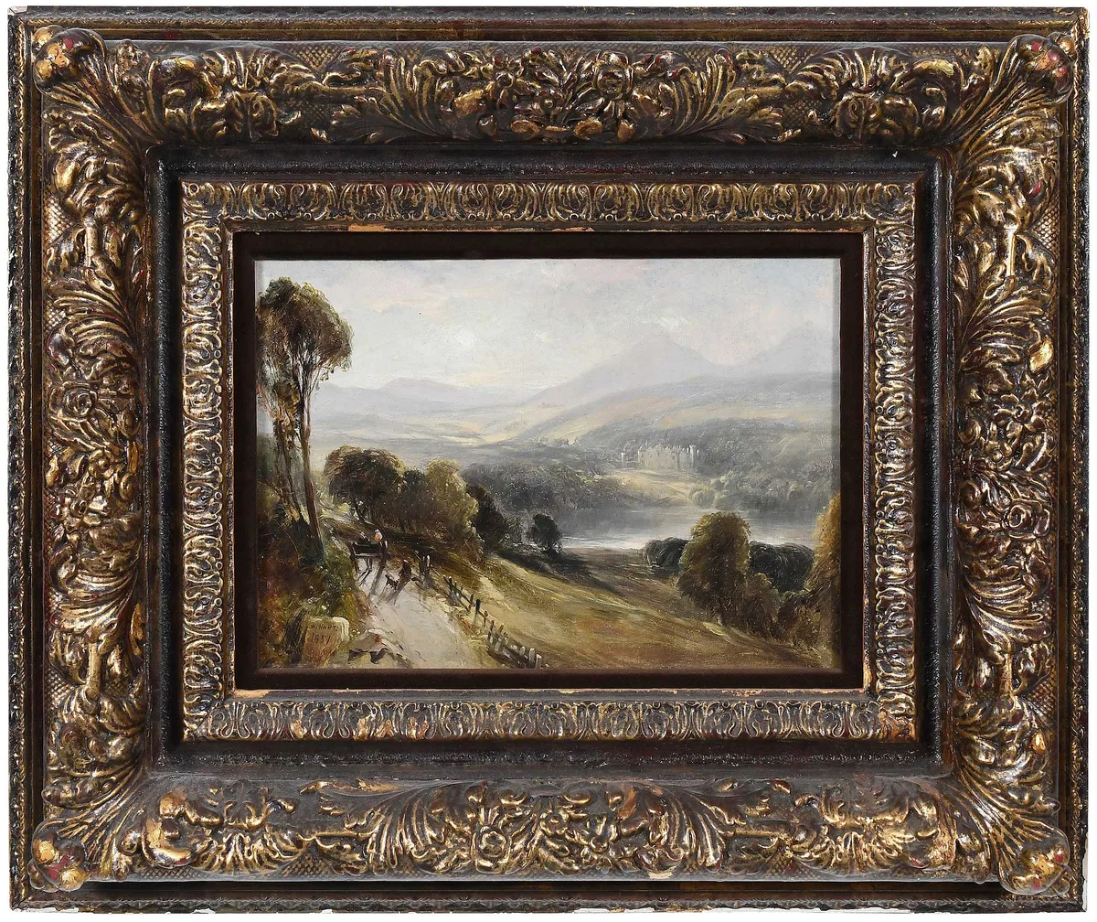 Distant Landscape by William Hart, 1851, oil on board, sold May 2025