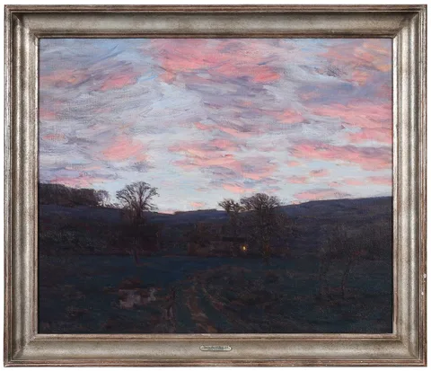 Charles Harold Davis, Sundown Under a Blazing Sky, oil on canvas