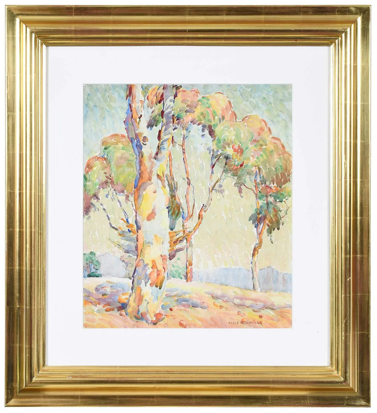 Vibrant Landscape by Alice Schille, watercolor on paper, sold May 2025