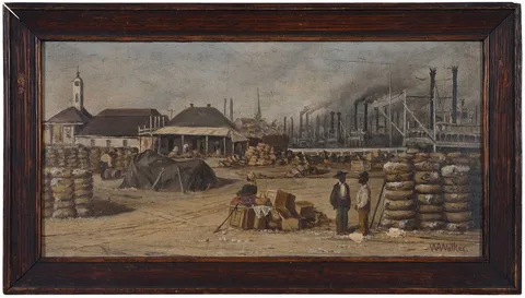 William Aiken Walker, New Orleans Docks, oil on board